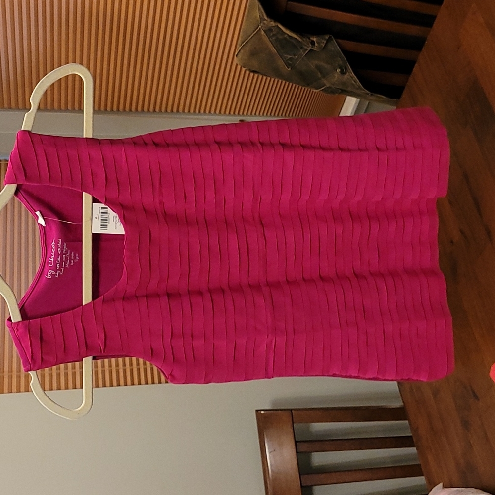 By Chicos Ruffle Front Tank,  back solid, size 00, Chicos size chart XS/2)